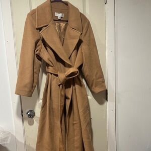 Winter Wool Blend Belted Coat